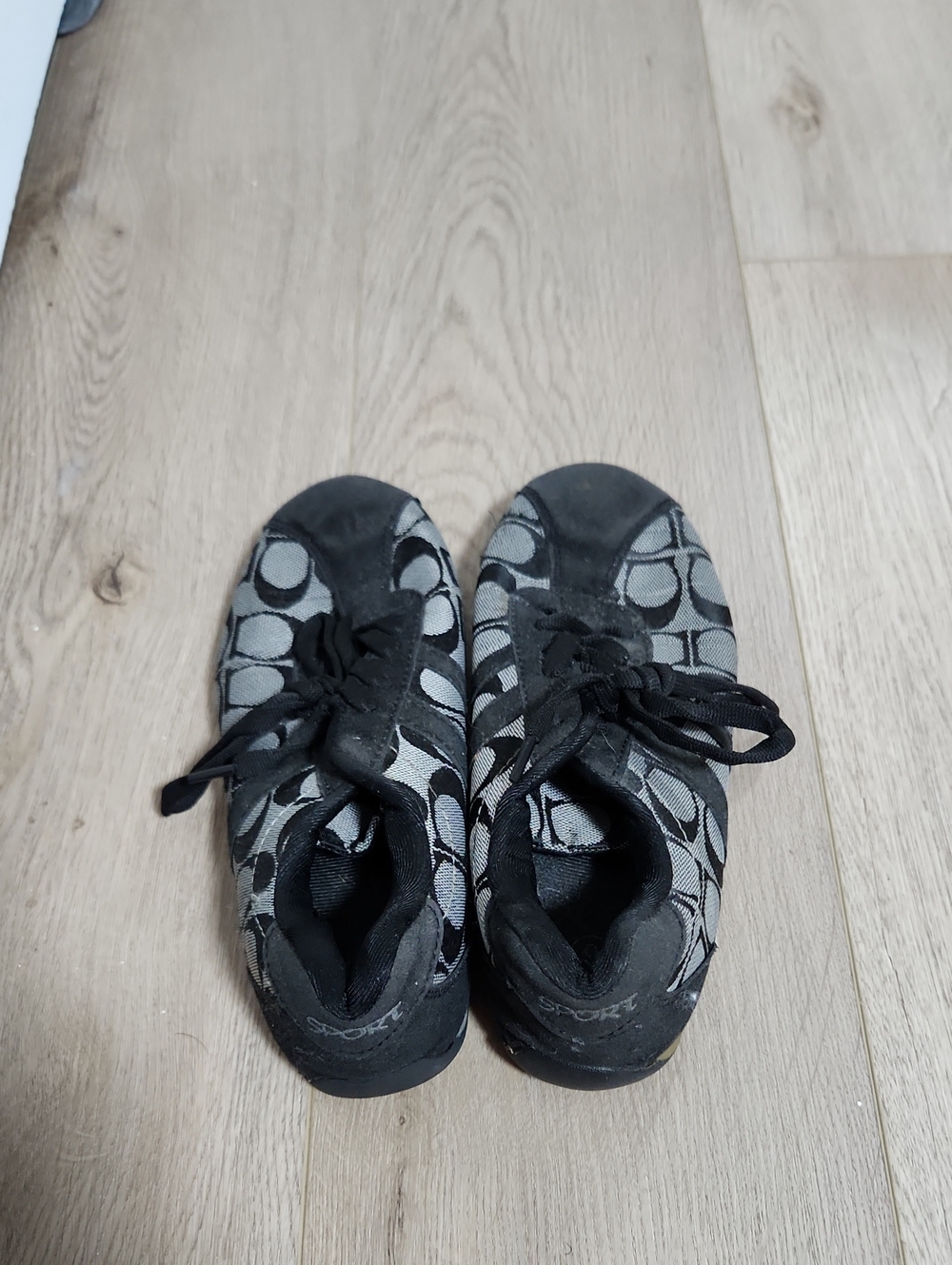 Coach Black and Gray Signature-Print Sneakers